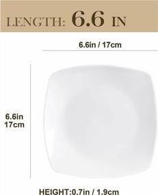 img 3 attached to Set Of 6 MALACASA Julia Porcelain White Square Dessert Plates, 6.5-Inch Serving Plates For Appetizers, Salads, Pastas And More