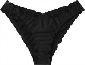 img 4 attached to Milumia Women'S Bikini Bottoms: Solid Ruched Lettuce Trim Swimwear