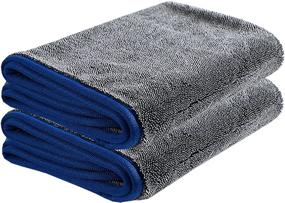 img 3 attached to 🚗 2-Pack of Furfox Gray Car Drying Towels - Lint-Free Detailing Cloth for Rapid Drying - Large 600 GSM Car Towels (19.7" x 23.6")