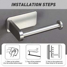 img 3 attached to MDHAND Self-Adhesive Toilet Paper Holder Stand Wall Mount - 304 Stainless Steel Roll Dispenser For Bathroom, Kitchen, Washroom.