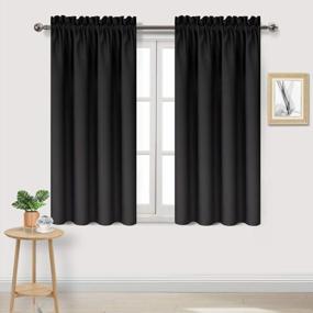 img 4 attached to 2 Pack Blackout Curtains - Room Darkening Thermal Insulated Window Treatments, 42X45 Inches Long Rod Pocket Drapes