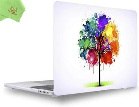 img 4 attached to UESWILL Compatible Hard Shell Case Cover For MacBook Pro 13 Inch M2 M1 2022-2016 A2338,A2289,A2251,A2159,A1989, A1706 & A1708 - Creative Design W/Microfibre Cloth & Colorful Tree