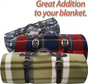 img 1 attached to Travel In Style: Dark Chocolate Genuine Leather Picnic Blanket With Carry Strap For Outdoor Adventures