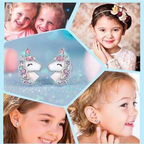 img 2 attached to Magical Unicorn Earrings: Perfect Gift For Girls - Hypoallergenic, Ideal For Birthdays, Christmas And Back-To-School - Ages 2 To 12