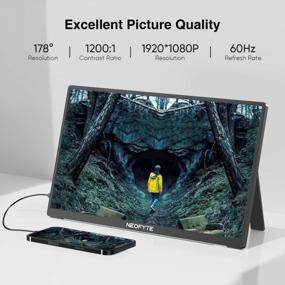 img 3 attached to Neofyte ARZOPA T14S 14" Portable Monitor - 1920x1080P, 60Hz, Frameless, Ultrawide Screen, Built-in Speakers, Wall Mountable, HD