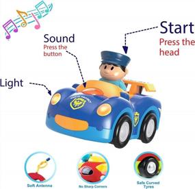 img 3 attached to Haktoys Remote Control Cartoon Police Car And Race Car RC Radio Control Toys For Toddlers And Kids, Pack Of 2 Cars In Different Frequencies So That Two Players Can Play Together