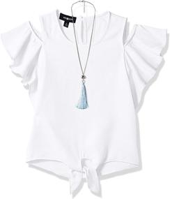 img 3 attached to 👗 Stylish Flutter Shoulder Necklace Tops, Tees & Blouses for Girls by Amy Byer