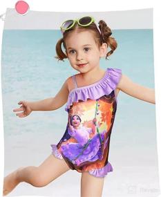 img 3 attached to 👗 Byriady Little Girls One Shoulder Ruffle Swimsuit - Princess Monokini Swimwear for 3-8 Year Olds