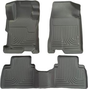 img 4 attached to 🚗 Husky Liners Weatherbeater Series Grey Floor Liners for 2006-2011 Honda Civic 4 Door – Front & 2nd Seat Liners, 3 Piece Set (98412)