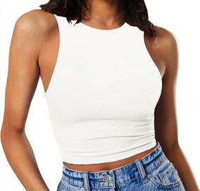 img 4 attached to GEMBERA Women'S High Neck Cropped Tank: A Versatile Racer Back Sleeveless Top