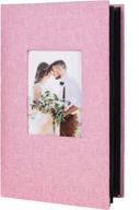 pink linen photo album with 300 black pages & slip-in pockets - perfect for baby, family, anniversary, wedding & mother's day memories - recutms logo
