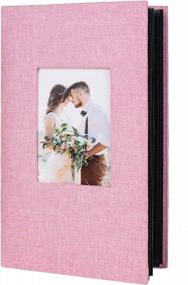 img 4 attached to Pink Linen Photo Album With 300 Black Pages & Slip-In Pockets - Perfect For Baby, Family, Anniversary, Wedding & Mother'S Day Memories - RECUTMS