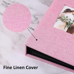 img 3 attached to Pink Linen Photo Album With 300 Black Pages & Slip-In Pockets - Perfect For Baby, Family, Anniversary, Wedding & Mother'S Day Memories - RECUTMS