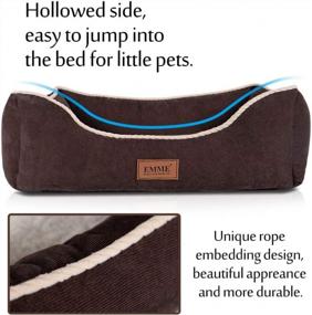 img 2 attached to Ultra-Plush EMME Dog Bed For Medium Dogs With Removable & Washable Cover - Bolster Rectangle Pet Bed With Non-Slip Bottom In Coffee (Size M)