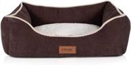 ultra-plush emme dog bed for medium dogs with removable & washable cover - bolster rectangle pet bed with non-slip bottom in coffee (size m) logo