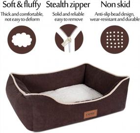 img 3 attached to Ultra-Plush EMME Dog Bed For Medium Dogs With Removable & Washable Cover - Bolster Rectangle Pet Bed With Non-Slip Bottom In Coffee (Size M)