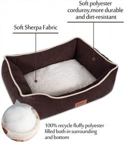 img 1 attached to Ultra-Plush EMME Dog Bed For Medium Dogs With Removable & Washable Cover - Bolster Rectangle Pet Bed With Non-Slip Bottom In Coffee (Size M)