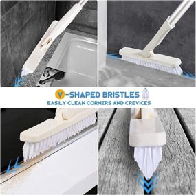 img 1 attached to 🧼 3 in 1 Tub Tile Scrubber Brush, Long Handle Shower Cleaning Brush with Stiff Bristles - Ideal for Bathroom, Kitchen, Floor, Wall, Bathtub, Tile, Sink - Non-Scratch