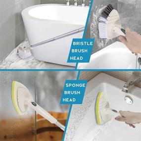 img 2 attached to 🧼 3 in 1 Tub Tile Scrubber Brush, Long Handle Shower Cleaning Brush with Stiff Bristles - Ideal for Bathroom, Kitchen, Floor, Wall, Bathtub, Tile, Sink - Non-Scratch