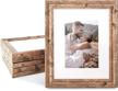 6-pack rustic farmhouse picture frames for home & office collage - 8x10 with 5x7 mat, walnut brown logo