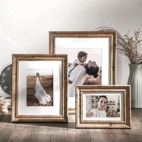 img 3 attached to 6-Pack Rustic Farmhouse Picture Frames For Home & Office Collage - 8X10 With 5X7 Mat, Walnut Brown