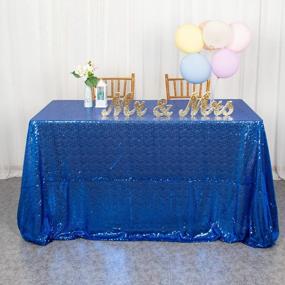 img 4 attached to Sequin Tablecloth Rectangle 90''X132'' Royal Blue Table Cloth Glitter Tablecloth For Party 6FT Table Cover Sparkle Table Linen For Weddings Birthday Party Kitchen Table Linen