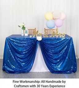 img 2 attached to Sequin Tablecloth Rectangle 90''X132'' Royal Blue Table Cloth Glitter Tablecloth For Party 6FT Table Cover Sparkle Table Linen For Weddings Birthday Party Kitchen Table Linen