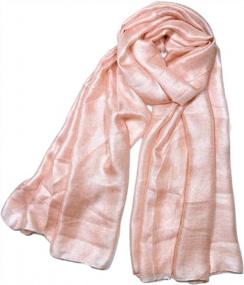 img 3 attached to Shanlin Long Scarf Solid Color Silk Feel Fabric Wrap