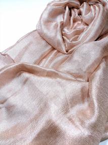 img 2 attached to Shanlin Long Scarf Solid Color Silk Feel Fabric Wrap