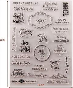 img 3 attached to Радостные поздравления сезона прозрачные резиновые штампы для открыток и скрапбукинга DIY - силиконовые штампы с пожеланиями дня рождения, Рождества и Нового года (T1603)