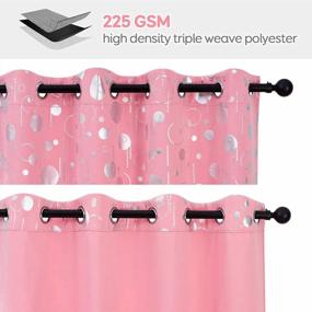 img 3 attached to Anjee Pink Blackout Curtains 84 Inches Length With Geometric Bubble Dot Patterns Foil Printed Room Darkening Thermal Grommet Top Curtains Drapes For Kids Room Bedroom Living Room W52 X L84