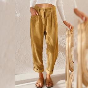 img 2 attached to Women'S High Waisted Straight Leg Corduroy Pants With Pockets - Casual Loose Comfy Trousers