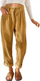 img 4 attached to Women'S High Waisted Straight Leg Corduroy Pants With Pockets - Casual Loose Comfy Trousers