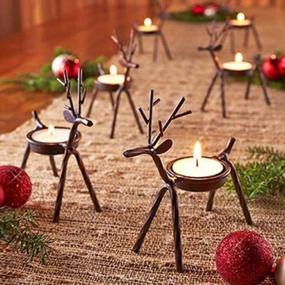 img 4 attached to Deck The Halls With Christmas Tea Light Holders - Set Of 4 Reindeer Votive Candle Holders Perfect For Home Decor
