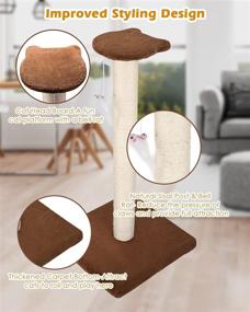 img 1 attached to 🐱 SEIOHW 32" Sisal Rope Scratch Post for Indoor Cats - Tall Cat Scratcher with Bell Mouse Toy & Cat Head Perch