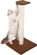 🐱 seiohw 32" sisal rope scratch post for indoor cats - tall cat scratcher with bell mouse toy & cat head perch logo