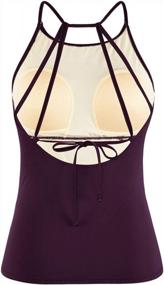 img 2 attached to Strappy Back Tankini Top For Women - Slimming Control Bathing Suit, Ruched Swimwear Top (Top Only) By Cadocado