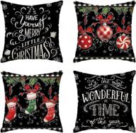 add festive charm to your living space with avoin colorlife merry christmas ornament stocking black pillow covers - set of 4 logo