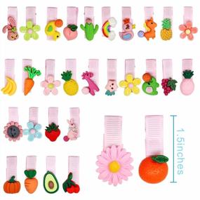 img 2 attached to 🎀 30-Piece Baby Girls Hair Clips Set: Animal, Fruit, and Flower Patterns - 1.5" Toddler Hair Alligator Clips, Cute Baby Barrettes, Hair Accessories for Girls, Infants, and Toddlers