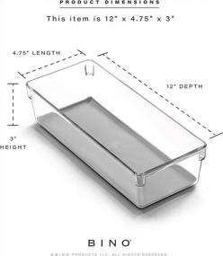 img 2 attached to 2 упаковки BINO Продолговатый пластиковый органайзер для ящиков с многоцелевой мягкой подкладкой, нескользящими резиновыми ножками и прочным органайзером для ящиков стола, не содержащим BPA, светло-серого цвета