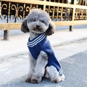 img 1 attached to 🐶 TENGZHI Classic Turtleneck Dog Sweater - Soft & Thick Knit Puppy Jumper - Cute Fox Print Cat Sweater Vest - Pet Costumes Clothes for Small & Medium Dogs - Navy Blue, XS