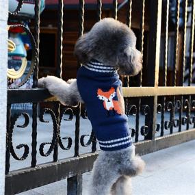 img 2 attached to 🐶 TENGZHI Classic Turtleneck Dog Sweater - Soft & Thick Knit Puppy Jumper - Cute Fox Print Cat Sweater Vest - Pet Costumes Clothes for Small & Medium Dogs - Navy Blue, XS