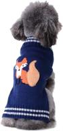 🐶 tengzhi classic turtleneck dog sweater - soft & thick knit puppy jumper - cute fox print cat sweater vest - pet costumes clothes for small & medium dogs - navy blue, xs логотип