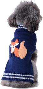 img 4 attached to 🐶 TENGZHI Classic Turtleneck Dog Sweater - Soft & Thick Knit Puppy Jumper - Cute Fox Print Cat Sweater Vest - Pet Costumes Clothes for Small & Medium Dogs - Navy Blue, XS