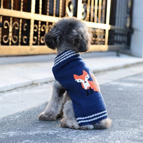 img 3 attached to 🐶 TENGZHI Classic Turtleneck Dog Sweater - Soft & Thick Knit Puppy Jumper - Cute Fox Print Cat Sweater Vest - Pet Costumes Clothes for Small & Medium Dogs - Navy Blue, XS