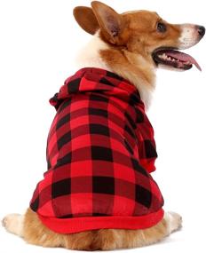 img 3 attached to 🐶 Hozz Dog Clothes Red Buffalo Plaid Trendy Dog Hoodie Sweatshirt - Size L - Fashionable and Functional Apparel for your Pup!