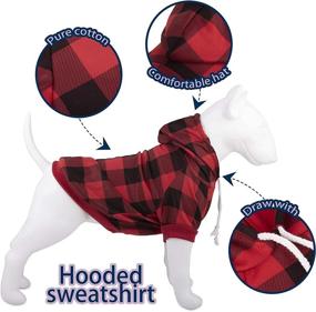 img 2 attached to 🐶 Hozz Dog Clothes Red Buffalo Plaid Trendy Dog Hoodie Sweatshirt - Size L - Fashionable and Functional Apparel for your Pup!