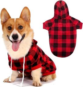 img 4 attached to 🐶 Hozz Dog Clothes Red Buffalo Plaid Trendy Dog Hoodie Sweatshirt - Size L - Fashionable and Functional Apparel for your Pup!