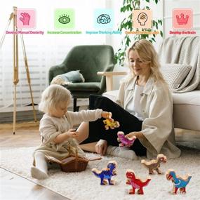 img 3 attached to Dinosaurs Toddlers Stacking Preschooler Montessori