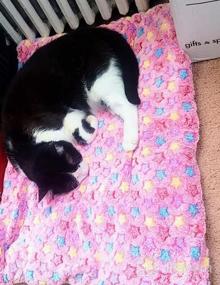 img 5 attached to Пушистое фланелевое одеяло премиум-класса с мягкой и теплой подушкой для маленьких собак и кошек - Blue Stars Design